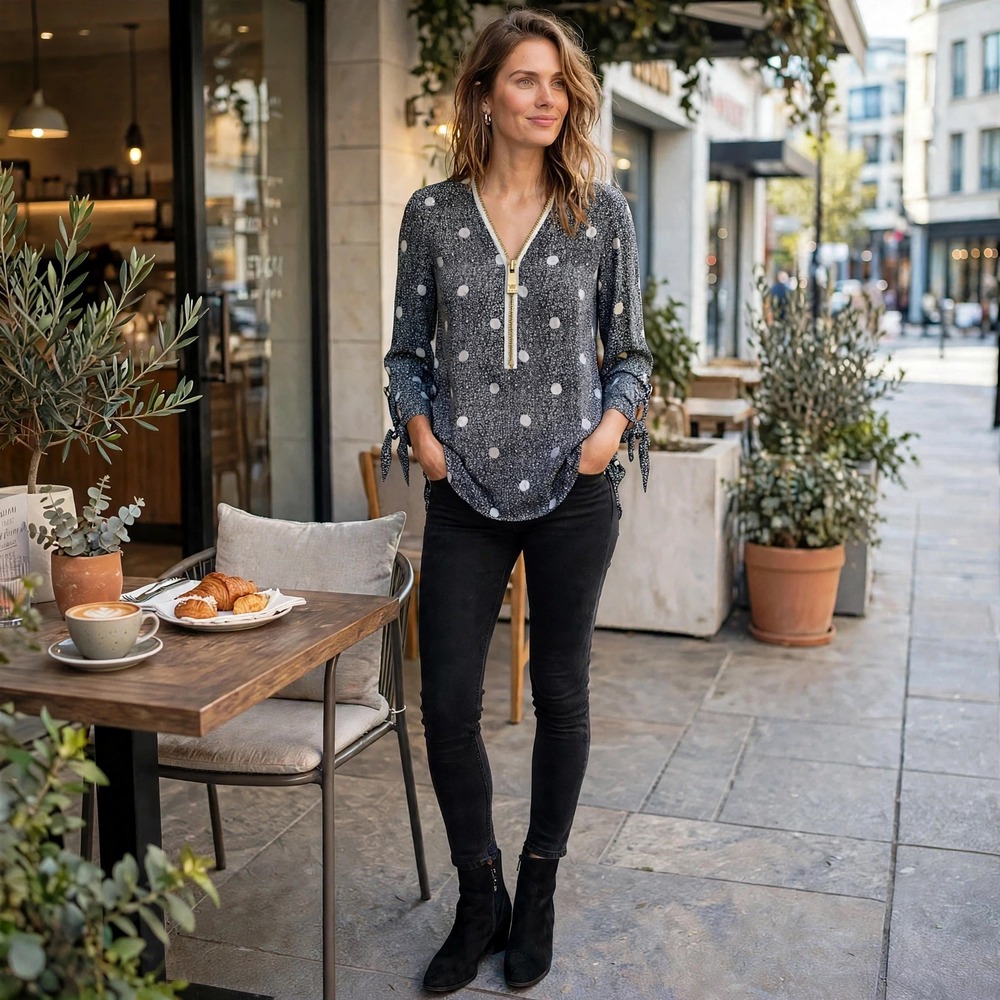 Chaus Blue  3/4 Sleeve‎ Blouse